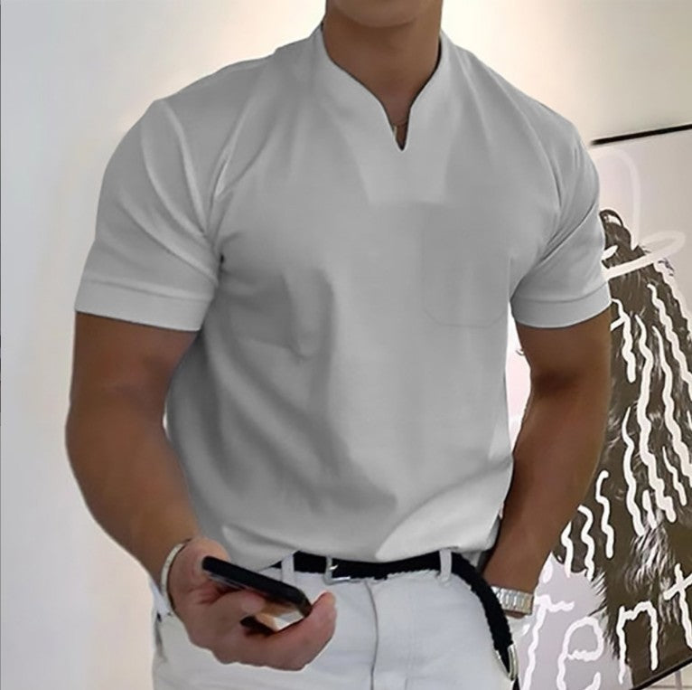 Men's Tight Henley Shirt | Short Sleeve