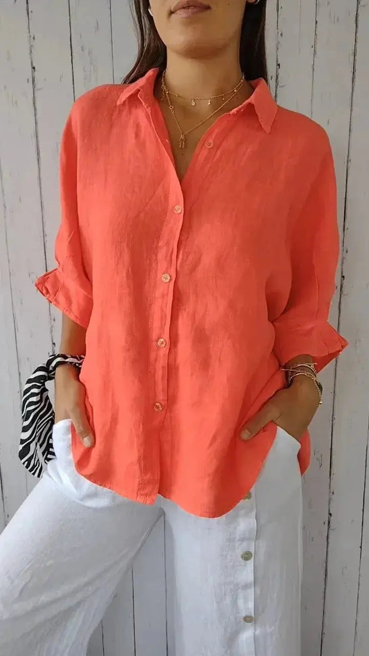 Women's Oversized Linen Blouse | Long Sleeve Shirt