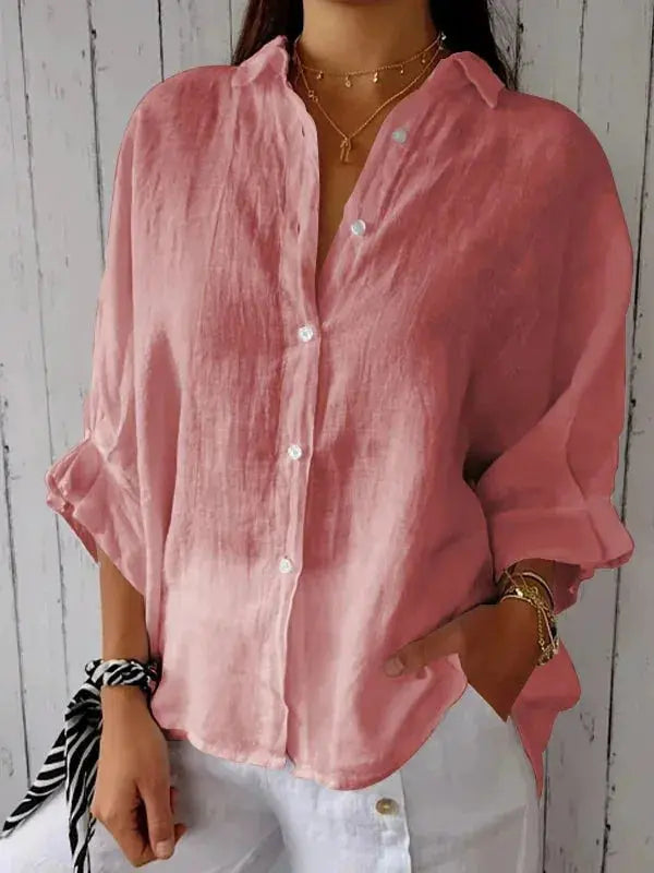 Women's Oversized Linen Blouse | Long Sleeve Shirt