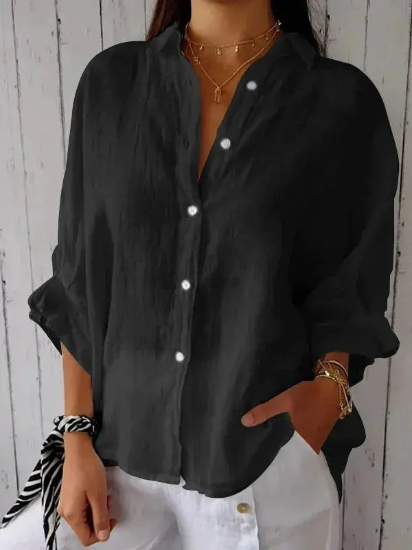Women's Oversized Linen Blouse | Long Sleeve Shirt