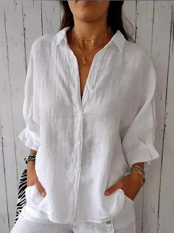 Women's Oversized Linen Blouse | Long Sleeve Shirt