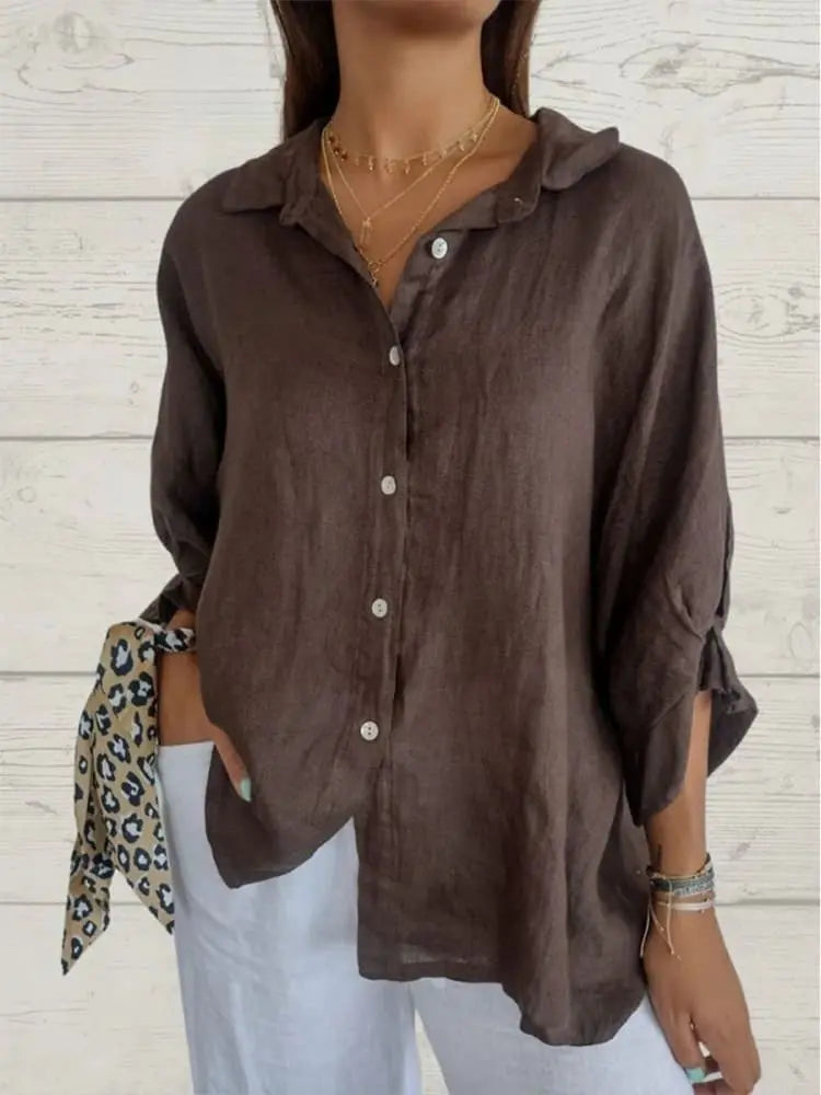 Women's Oversized Linen Blouse | Long Sleeve Shirt