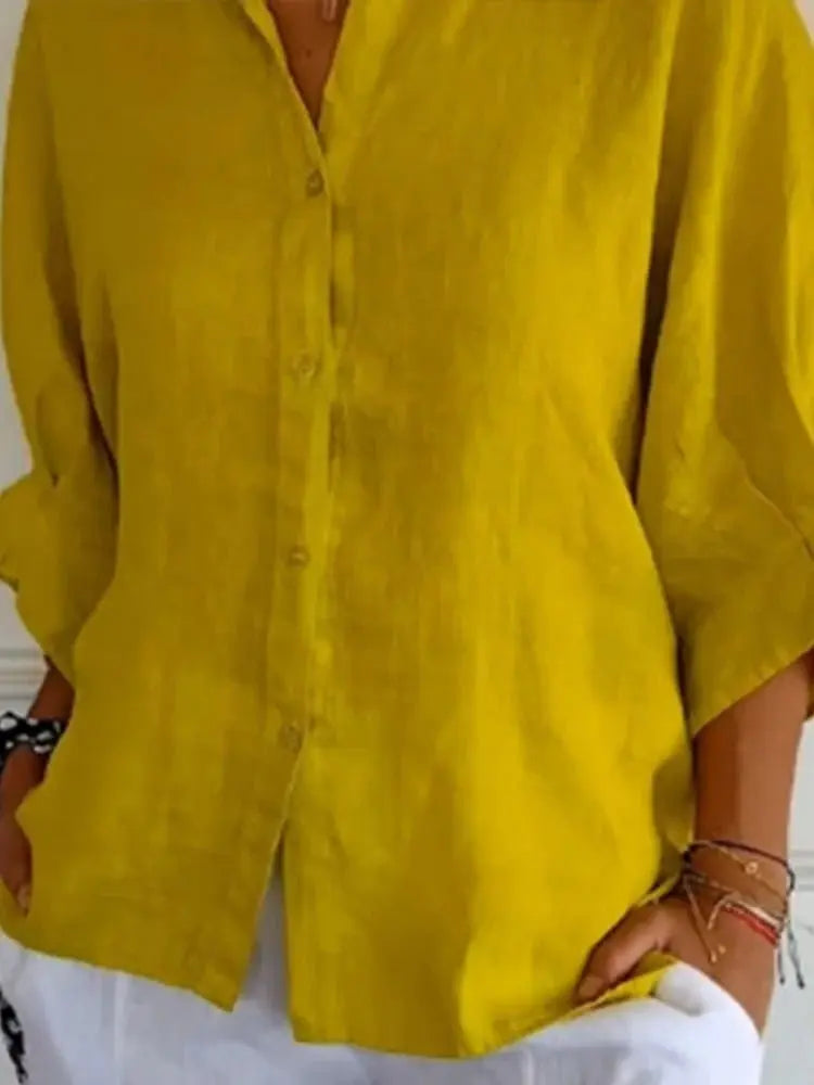 Women's Oversized Linen Blouse | Long Sleeve Shirt