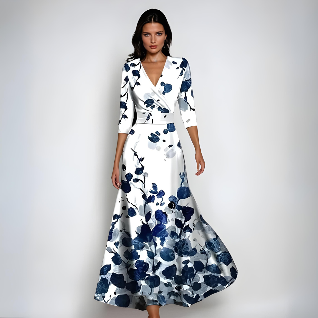 Women's Floral Long Sleeve Wedding Guest Dress | Maxi