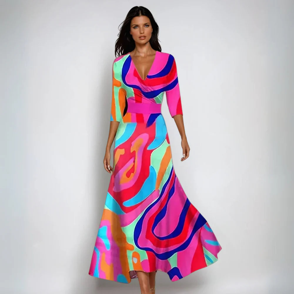 Women's Floral Long Sleeve Wedding Guest Dress | Maxi