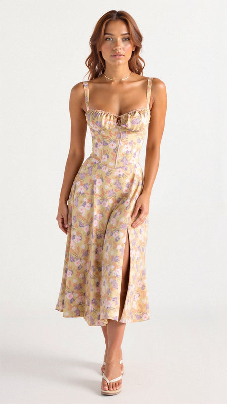 Women's Corset Midi Dress | Wedding Guest